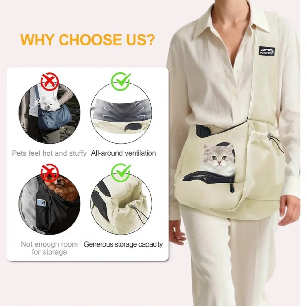 Brand New Cream Pet Carrier Tote Bag with Black Mesh Pocket